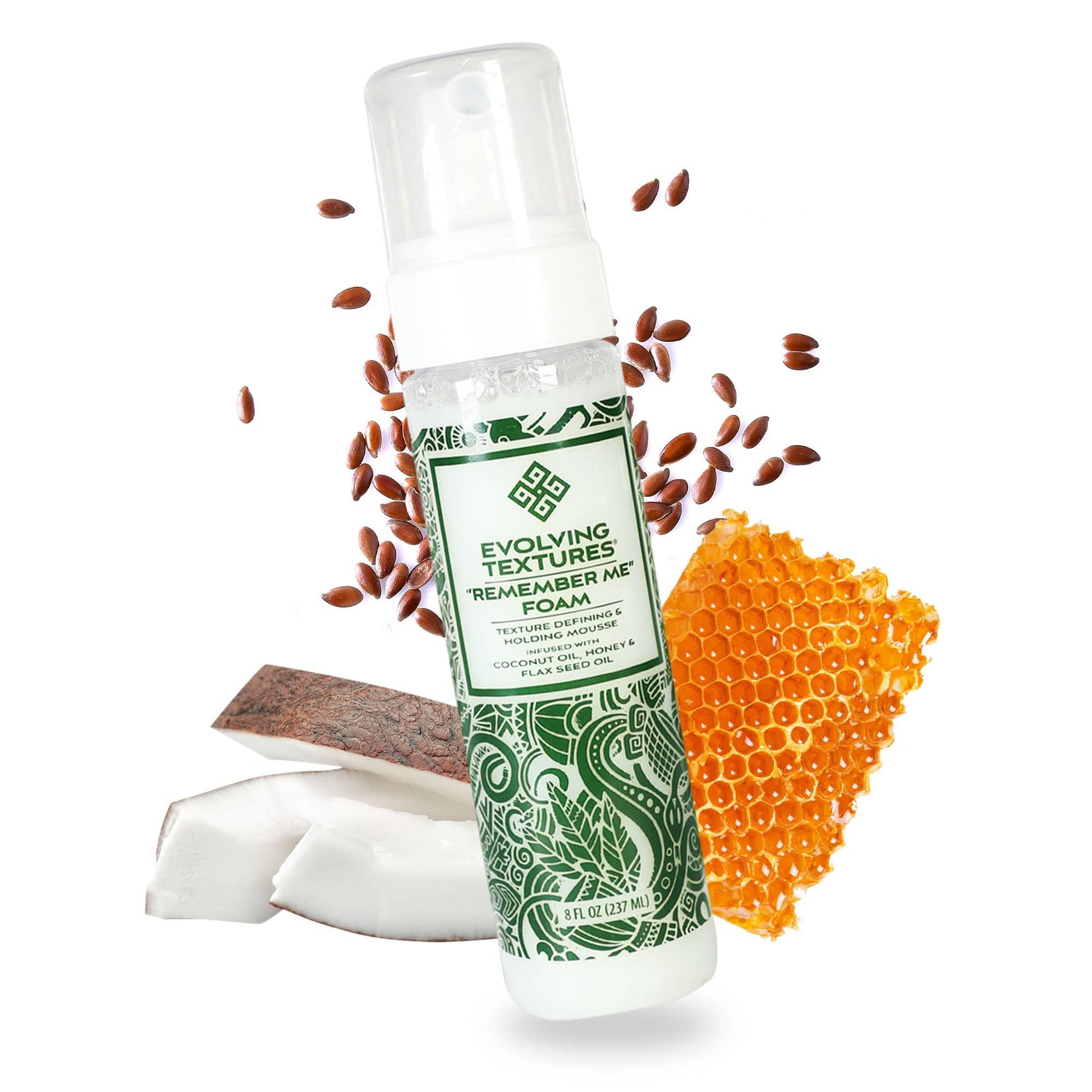 Frizz control styling foam for bouncy, defined curls. Evolving Textures Remember Me Styling Foam 8 oz bottle. Lightweight, curl-defining mousse with natural ingredients.