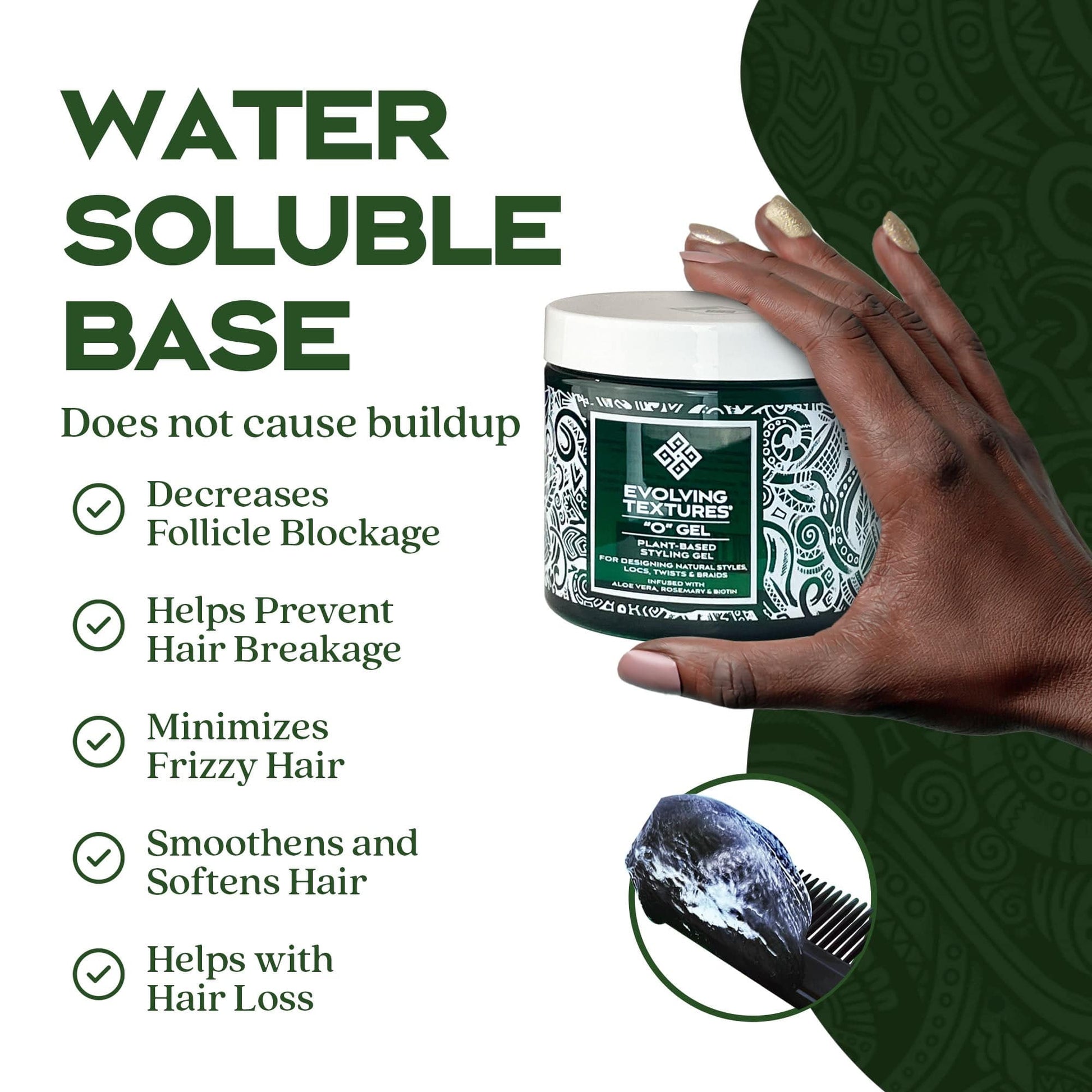 Evolving Textures O Gel – Water Soluble, Non-Greasy Styling Gel that Helps Reduce Buildup, Minimize Frizz, and Prevent Hair Breakage.