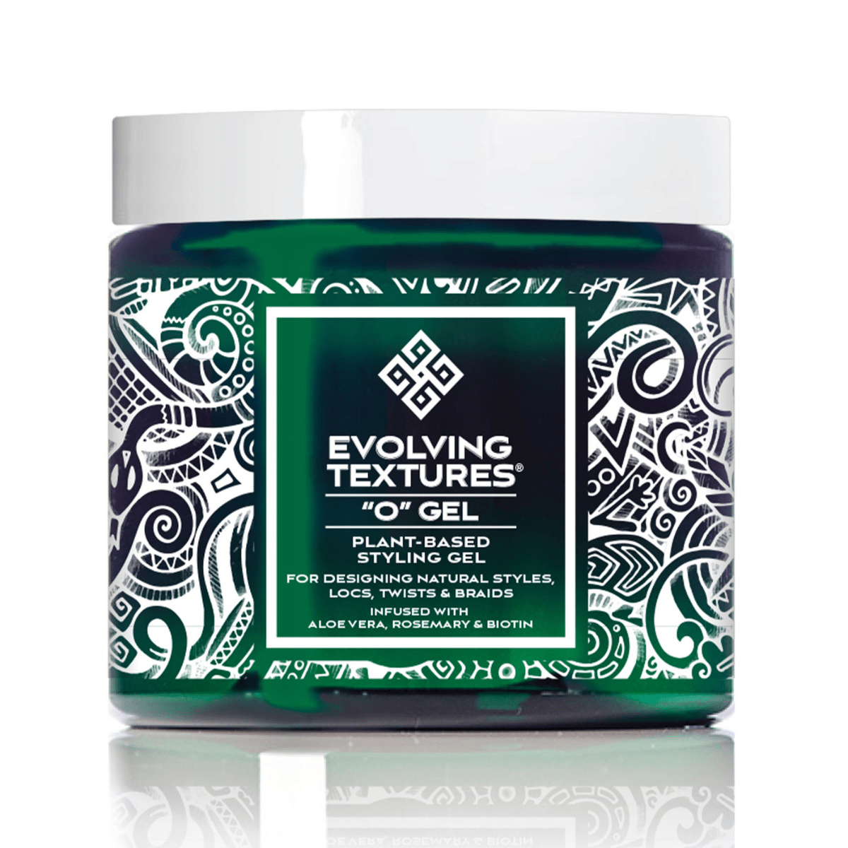 Main image of Evolving Textures O Gel – Plant-Based Hair Gel, braiding gel in green jar Infused with Aloe Vera, Rosemary, and Biotin for Moisture, Hold, and Healthy Hair.