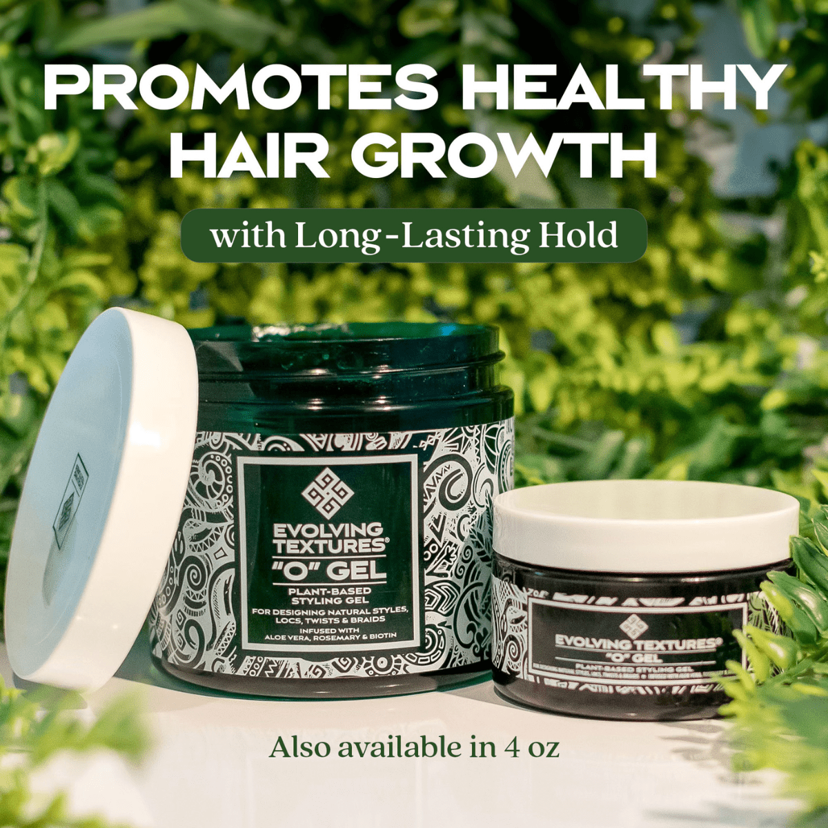 Evolving Textures O Gel – Plant-Based Styling Gel for Long-Lasting Hold and Healthy Hair Growth. Available in 16 oz and 4 oz Sizes.