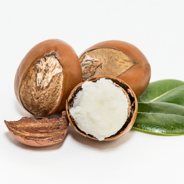 Fresh shea nuts and creamy shea butter, known for deeply moisturizing and nourishing natural hair used in Evolving Textures O Gel.